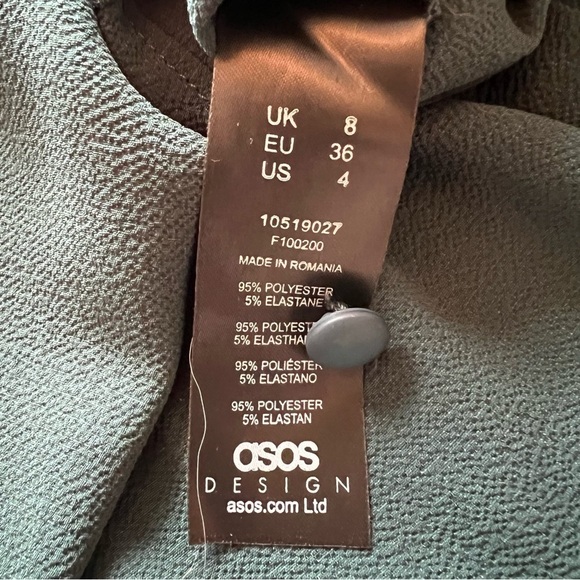 ASOS Design Tiered Midi Maternity Dress Long Sleeve Keyhole Back Green Size 4 - Picture 7 of 7